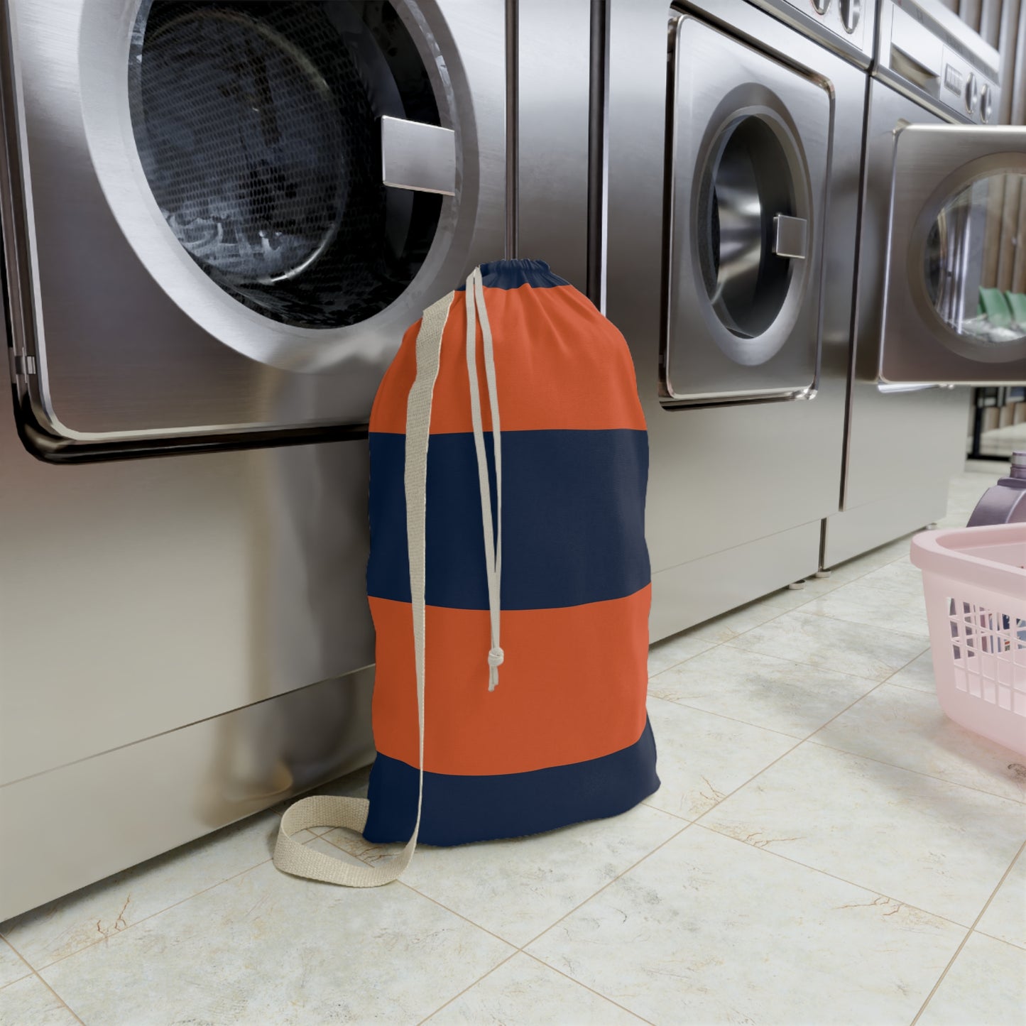 Stylish Striped Laundry Bag - Modern Design for Home & Travel