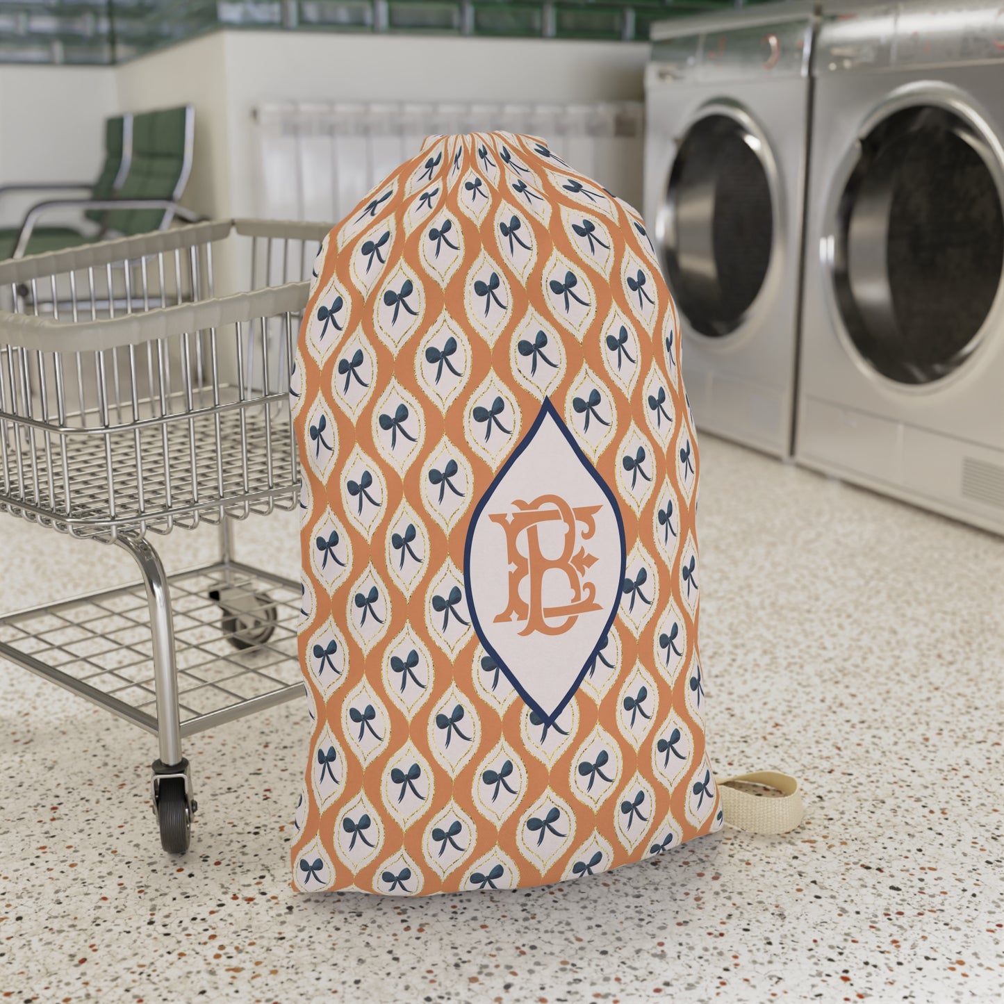 Chic Patterned Laundry Bag with Bow Design