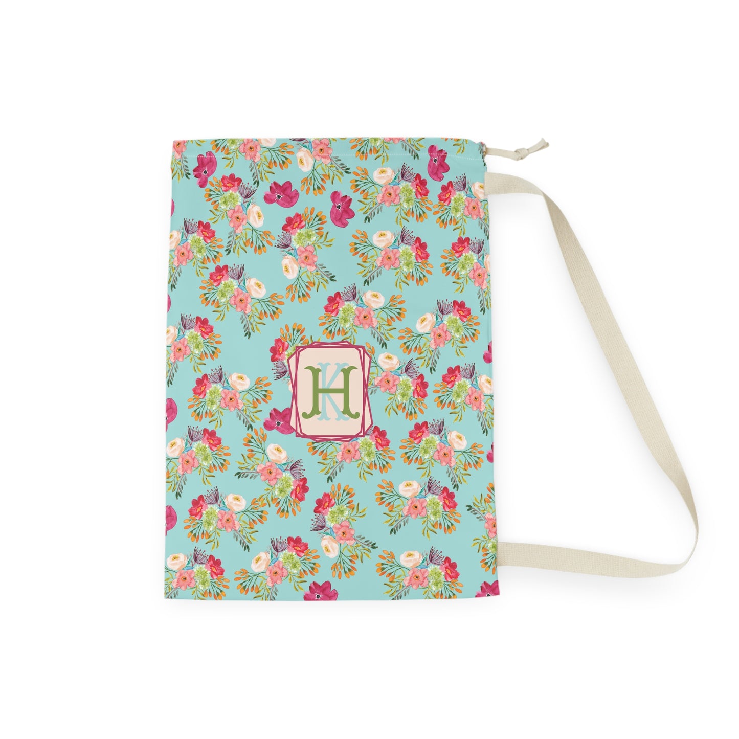 Personalized Floral Laundry Bag with Initial - Stylish Storage Solution for Home and Travel