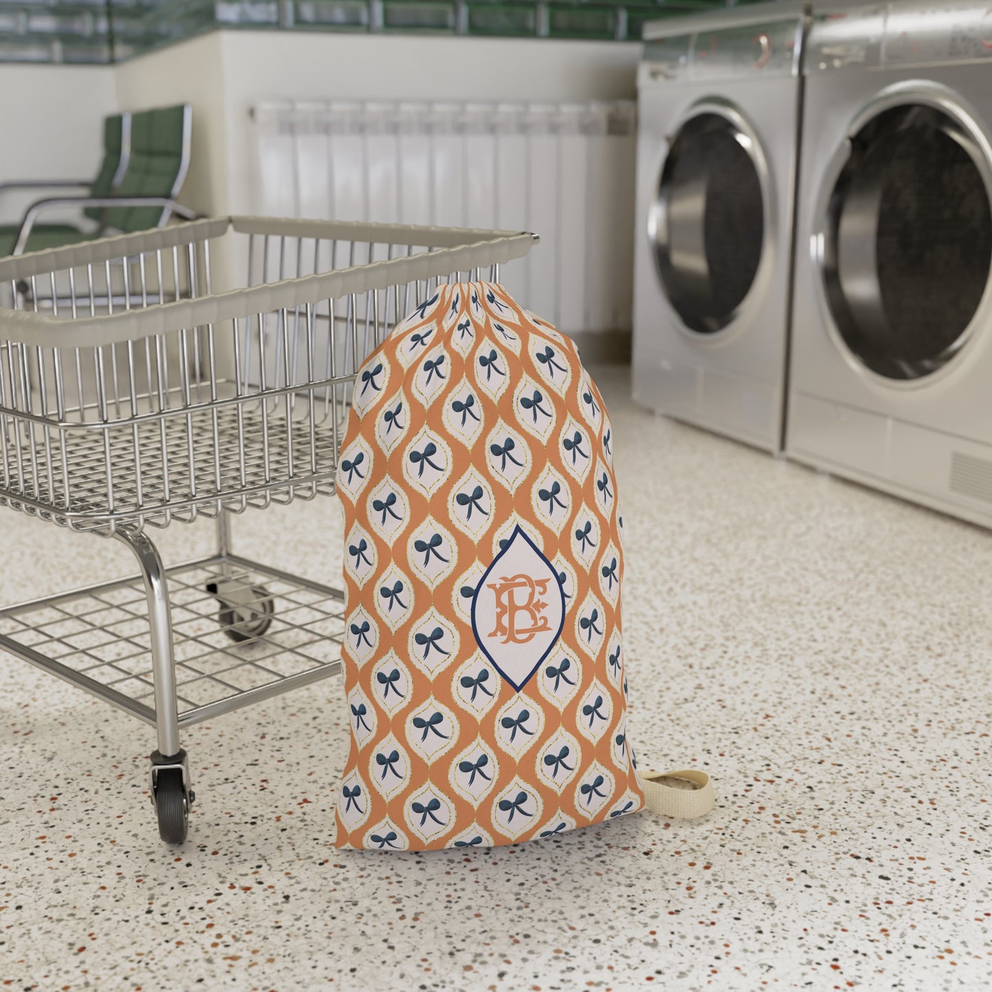 Chic Patterned Laundry Bag with Bow Design