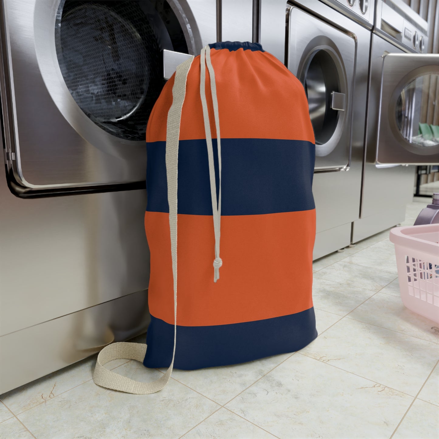 Stylish Striped Laundry Bag - Modern Design for Home & Travel
