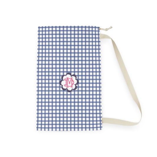 Personalized Monogrammed Laundry Bag in Navy Gingham