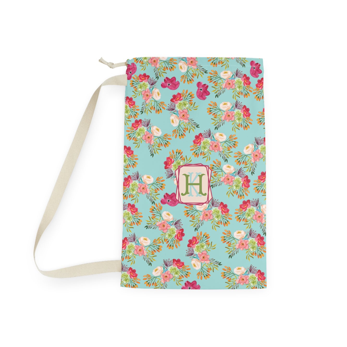 Personalized Floral Laundry Bag with Initial - Stylish Storage Solution for Home and Travel