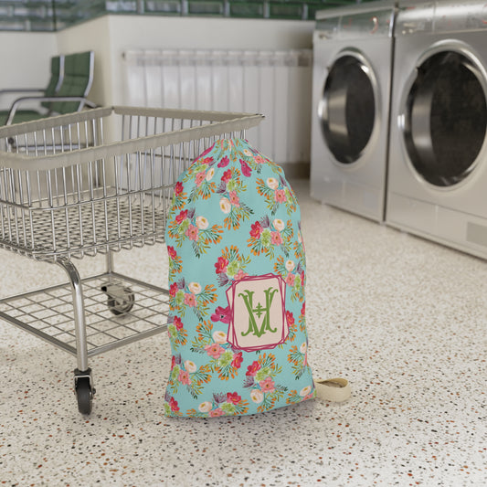 Personalized Floral Laundry Bag with Initial - Stylish Storage Solution for Home and Travel