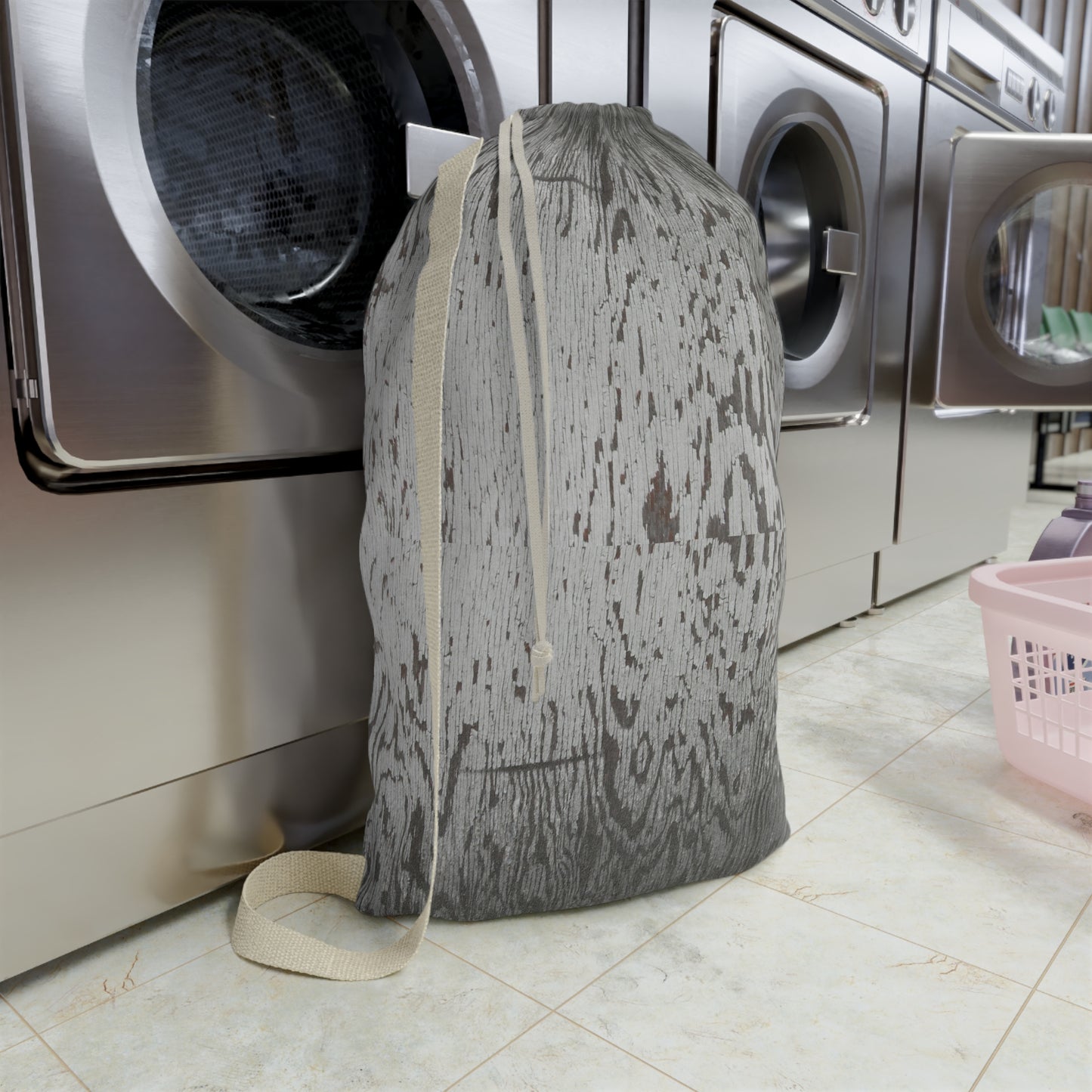 Rustic Wood Print Laundry Bag - Stylish and Functional Storage