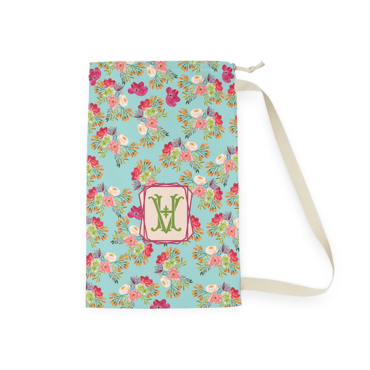 Personalized Floral Laundry Bag with Initial - Stylish Storage Solution for Home and Travel