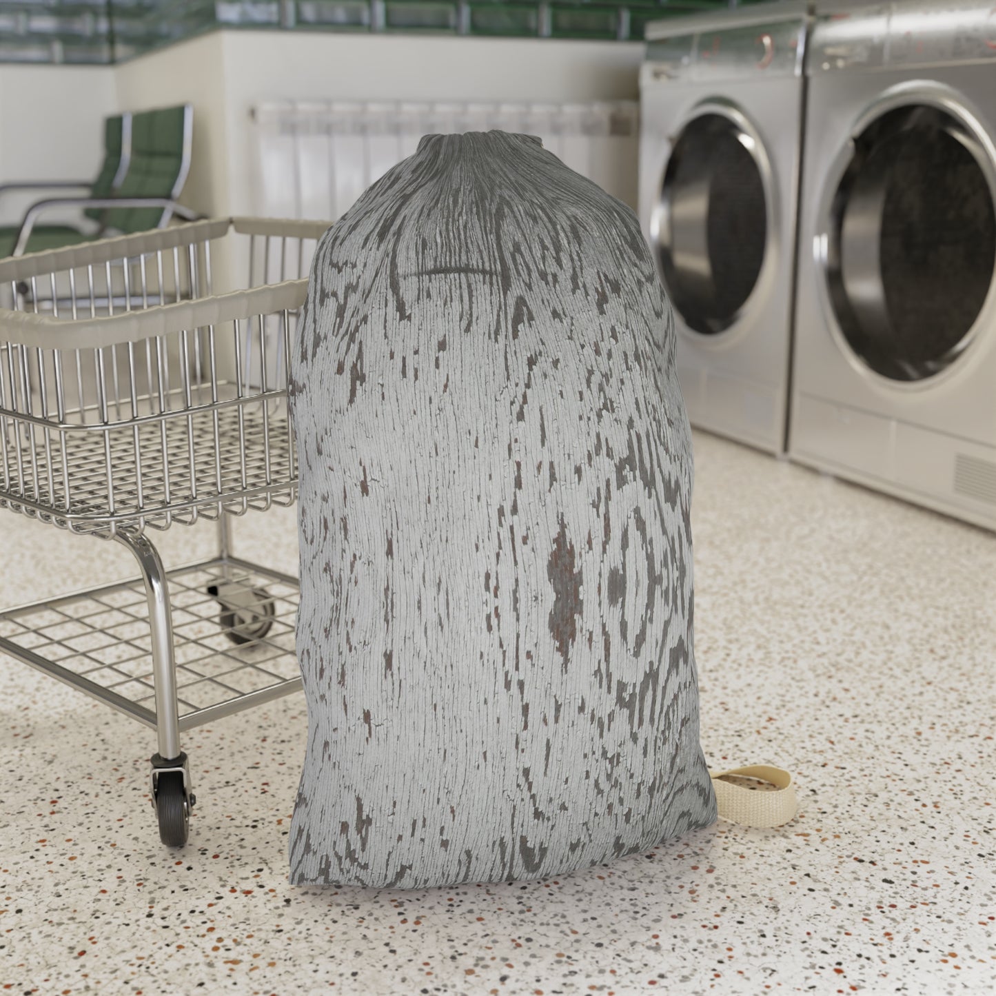 Rustic Wood Print Laundry Bag - Stylish and Functional Storage