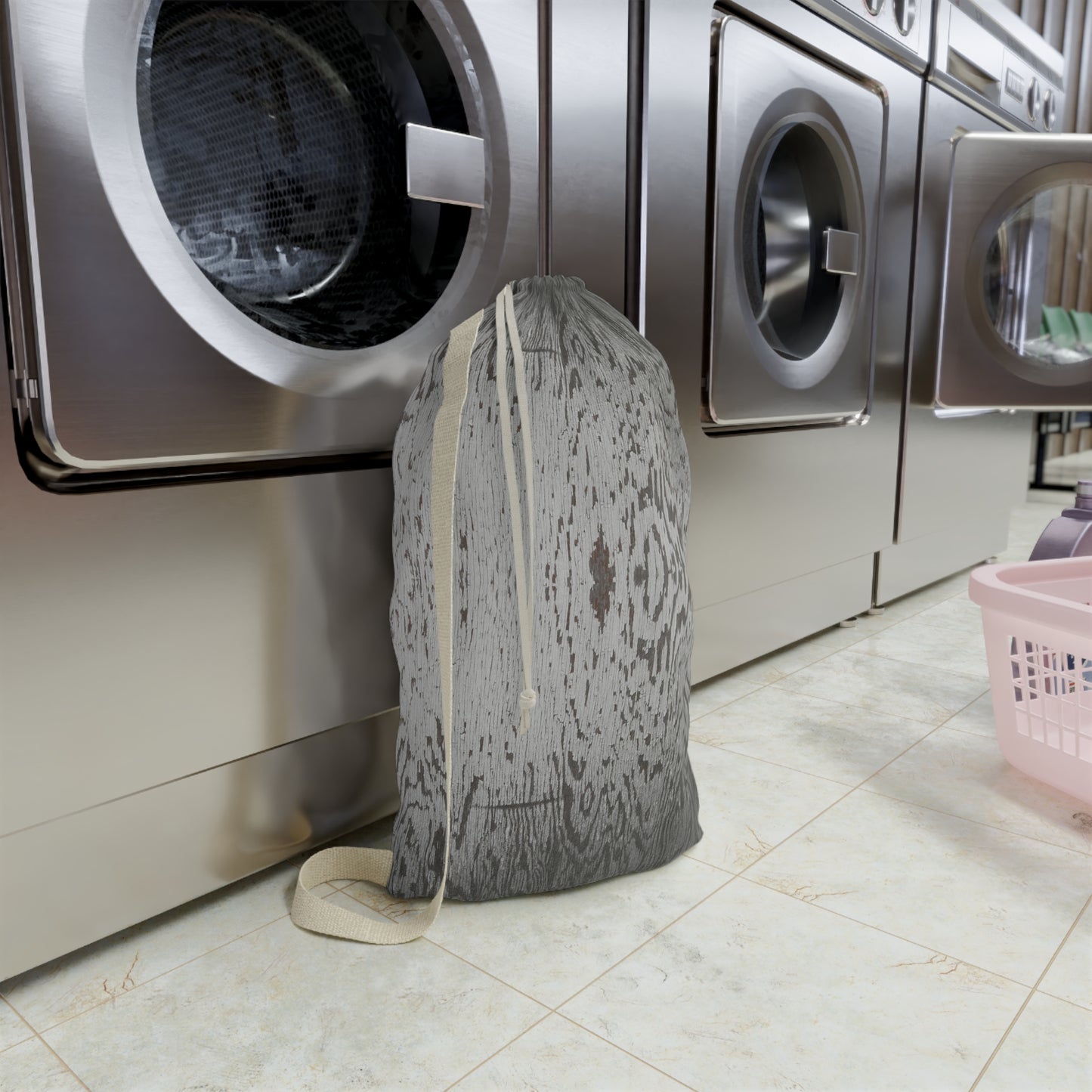 Rustic Wood Print Laundry Bag - Stylish and Functional Storage
