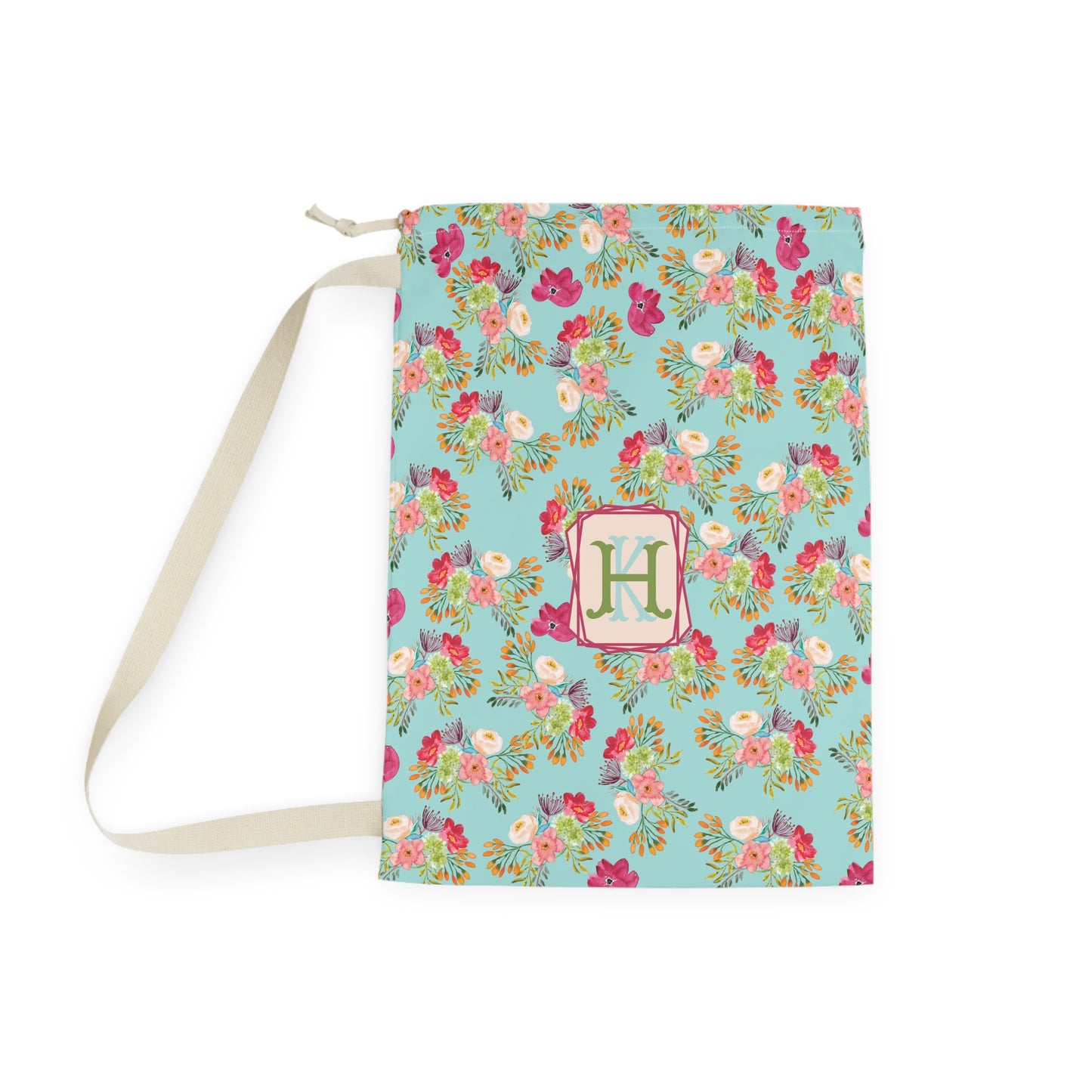 Personalized Floral Laundry Bag with Initial - Stylish Storage Solution for Home and Travel