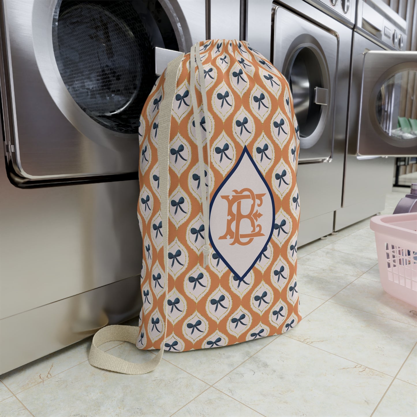 Chic Patterned Laundry Bag with Bow Design