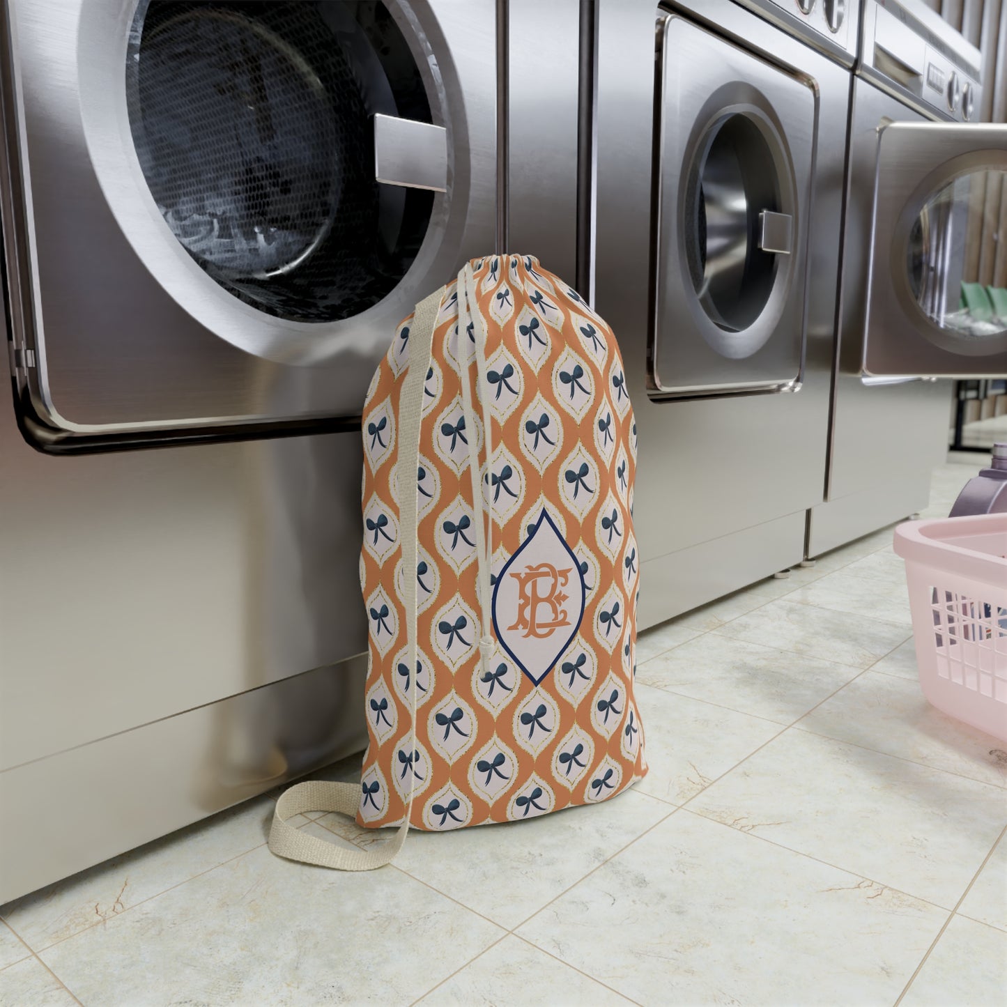 Chic Patterned Laundry Bag with Bow Design