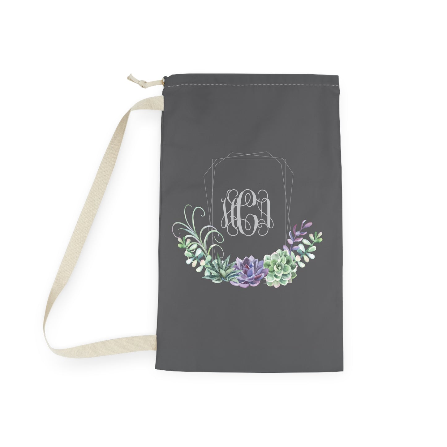 Succulent Monogrammed Laundry Bag
