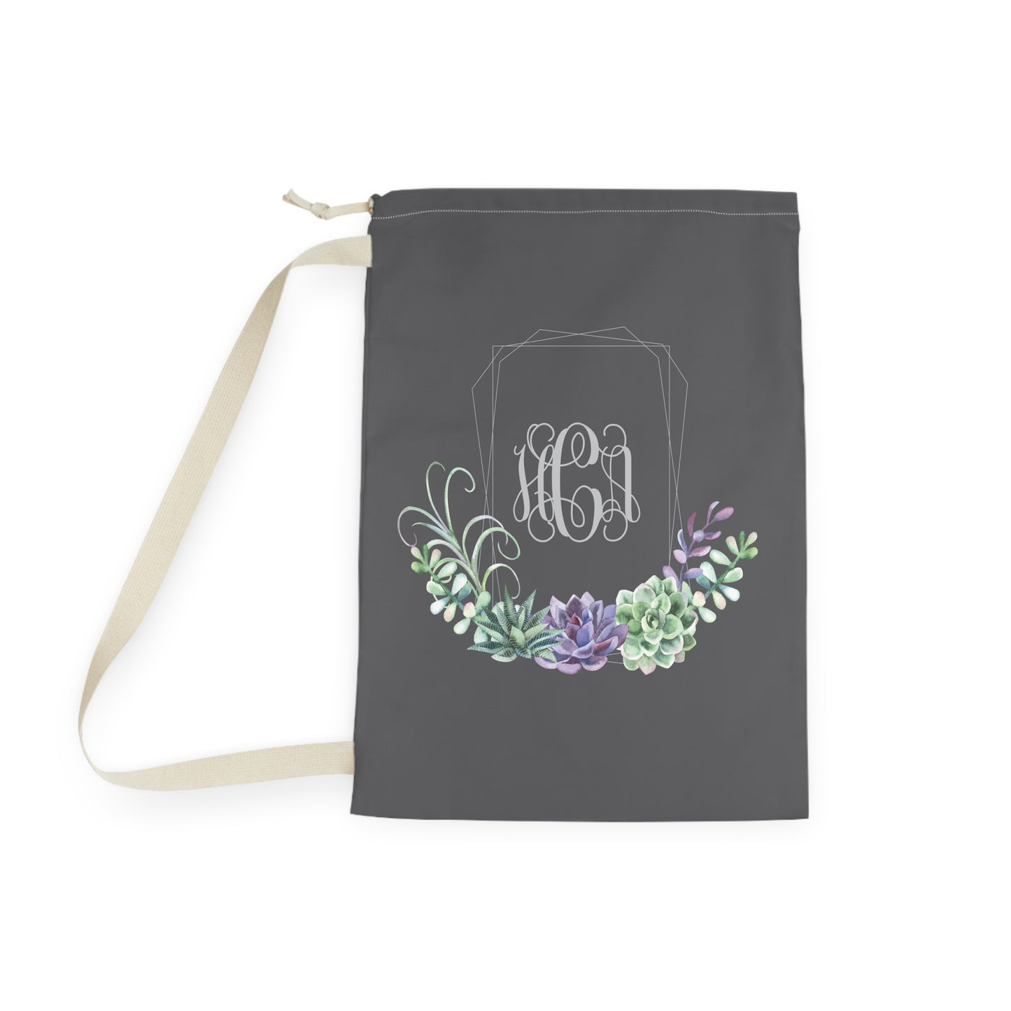 Succulent Monogrammed Laundry Bag