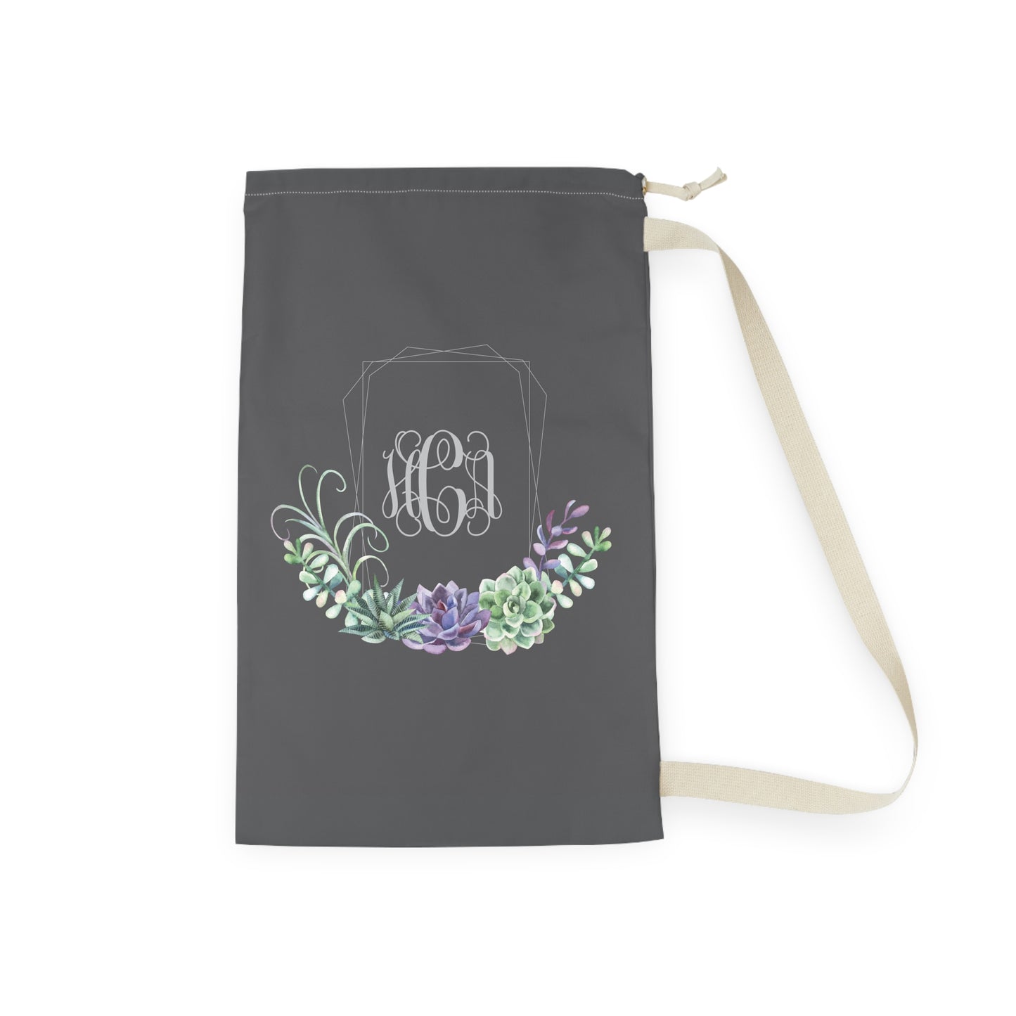Succulent Monogrammed Laundry Bag