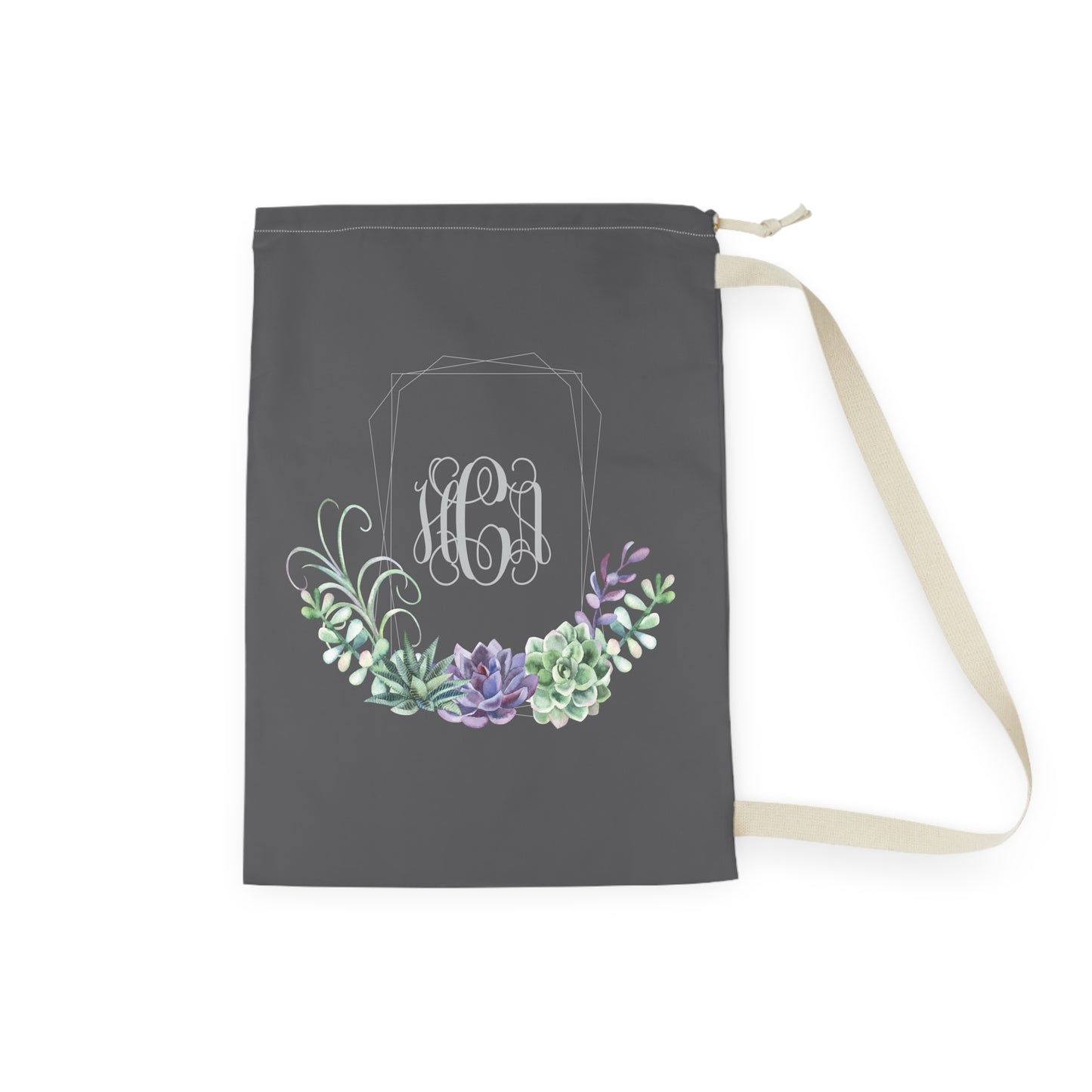 Succulent Monogrammed Laundry Bag