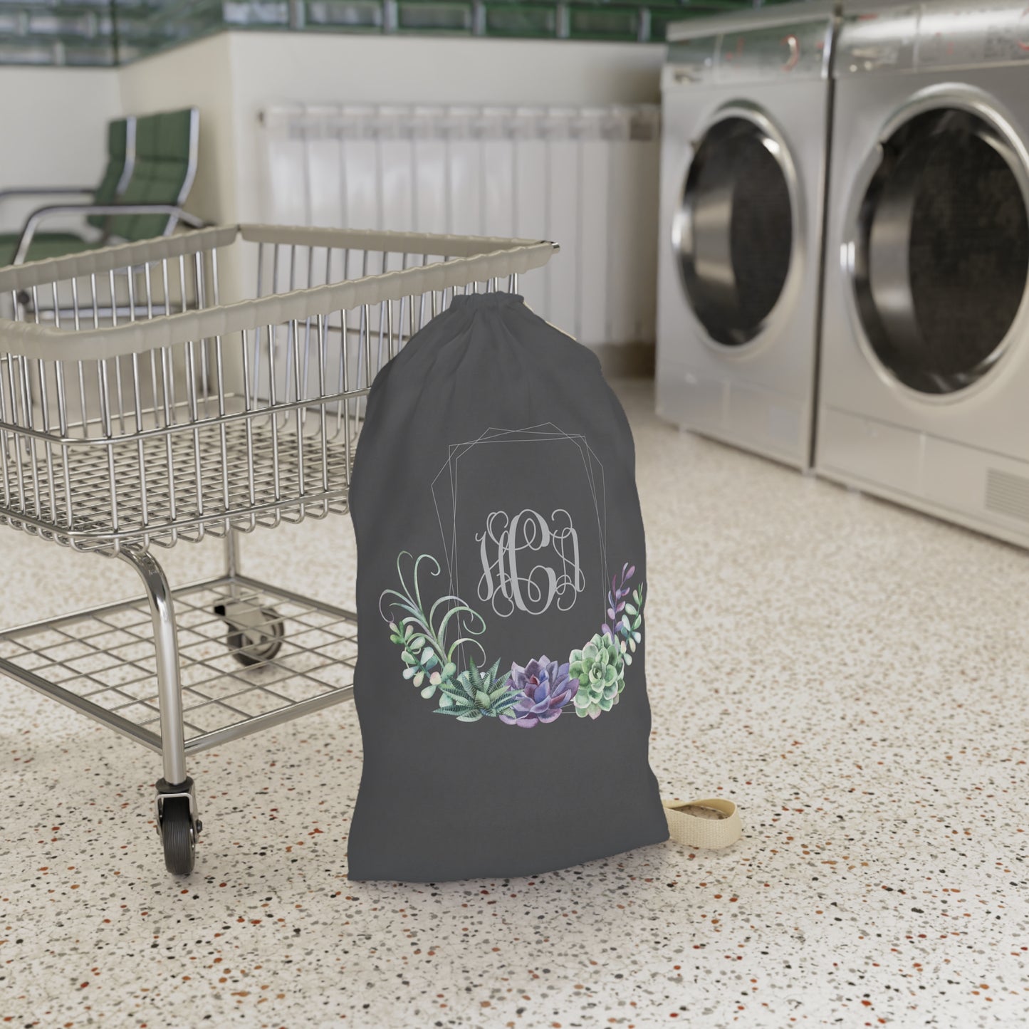 Succulent Monogrammed Laundry Bag