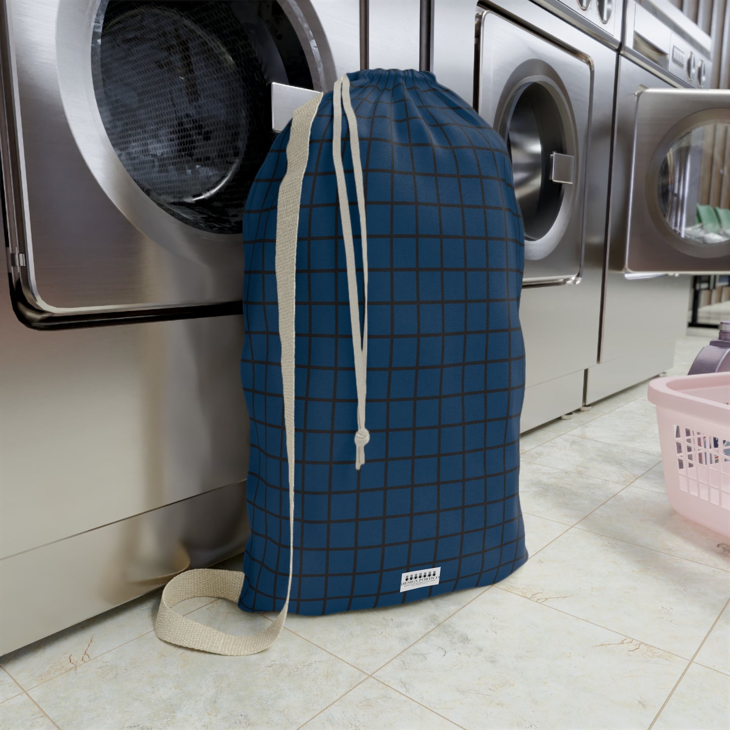 Blue Stylish Laundry Bag with Durable Strap for Everyday Use