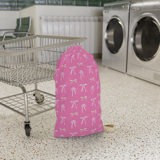 Cute Pink Bow Laundry Bag, Fun Laundry Storage, Gift for Graduates, Unique Home Decor, Stylish Hamper for Kids