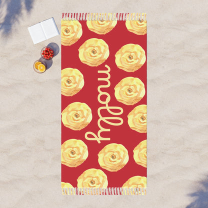 Elegant Boho Beach Towel with Floral Design