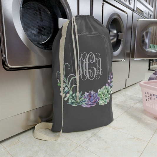 Succulent Monogrammed Laundry Bag