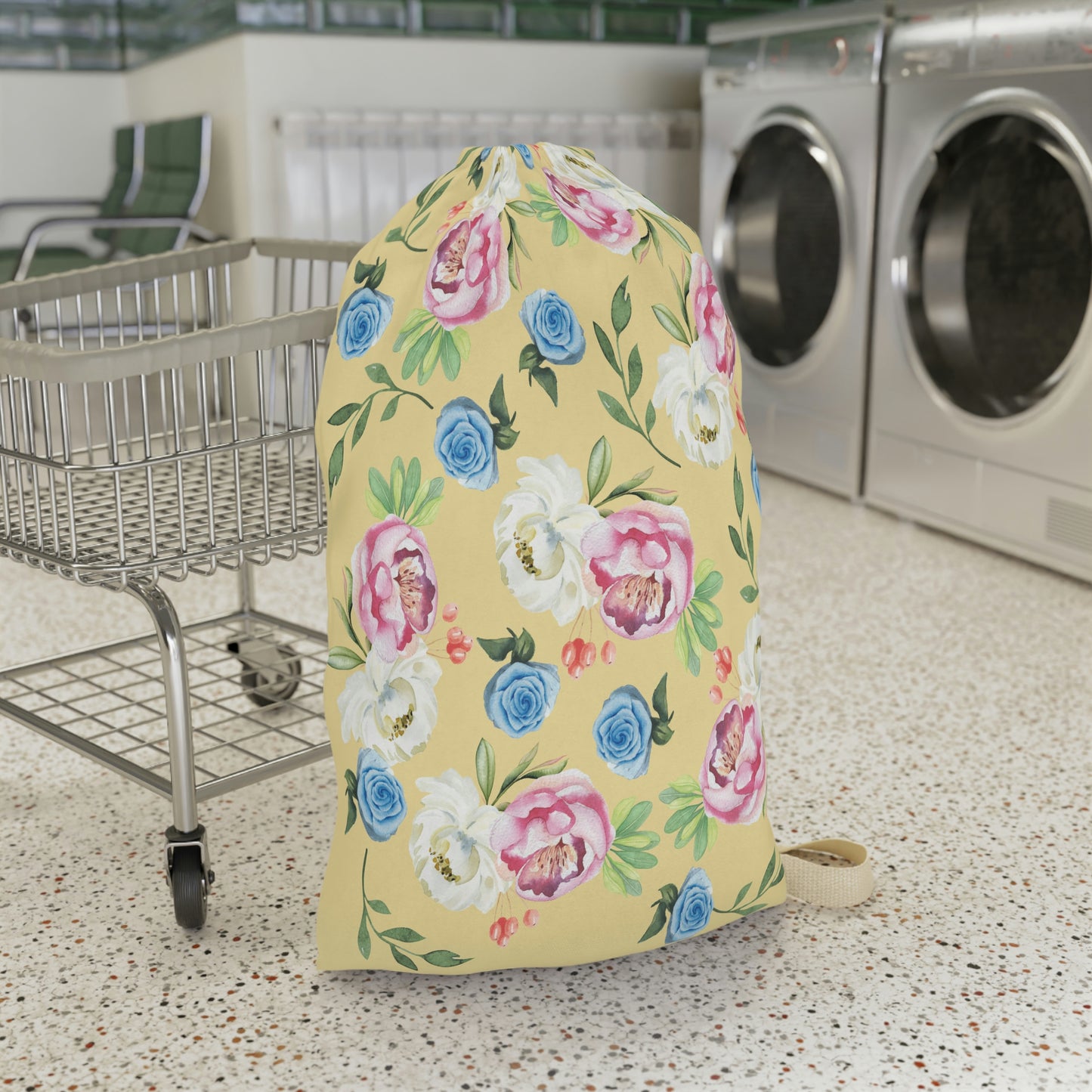Yellow Floral Laundry Bag